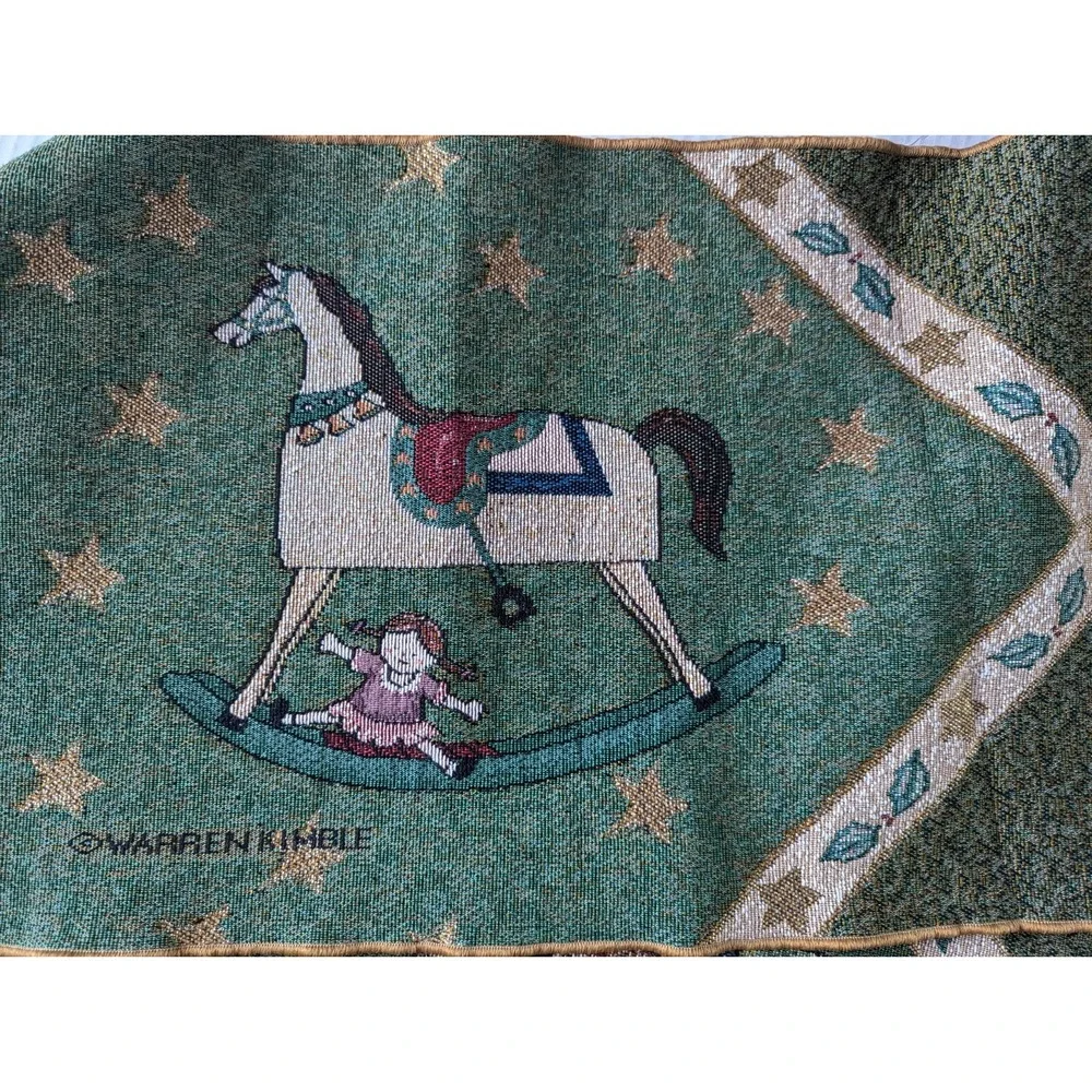 Christmas Warren Kimble Table Runner Tapestry Toys Green